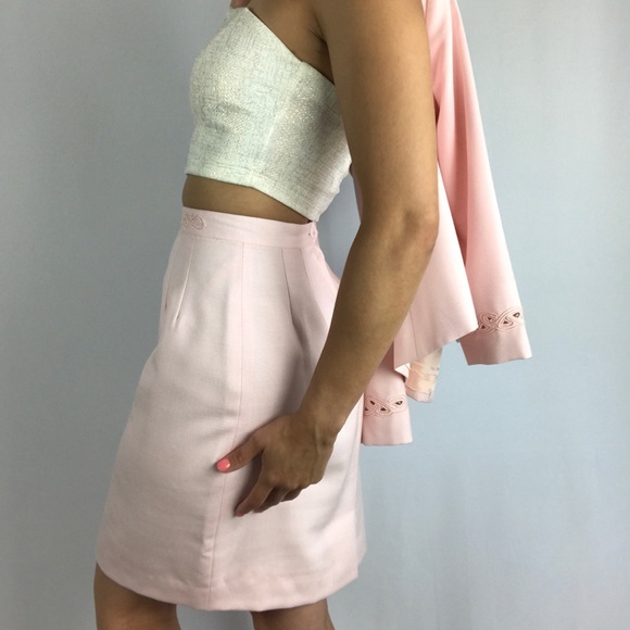 Vintage Kasper ASL light pink skirt suit 4p - Picture 4 of 7